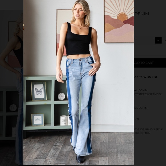 OLI & HALI “ Big Sky “ OLI and HALI Washed Two Tone Flare Jeans Pants BR62 - Picture 2 of 8